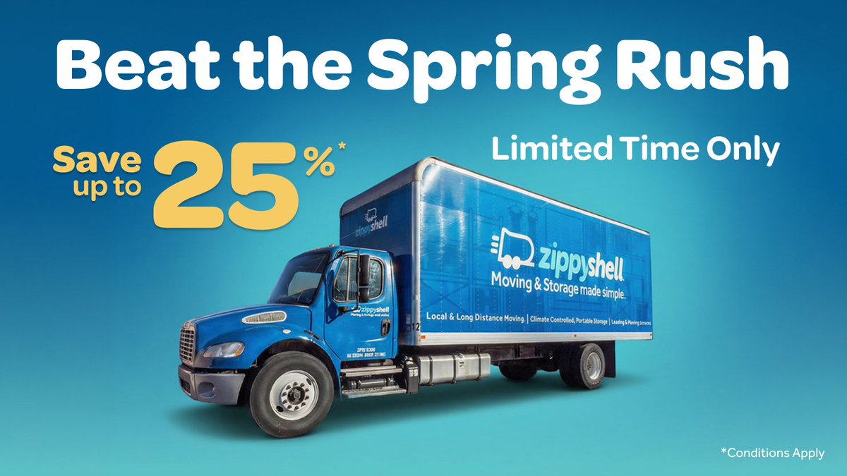 Our Spring promo is still going - save up to 25% off your moving and storage order instantly when you book with Zippy Shell today! Let us make moving and storage as simple as possible for you so you can focus on more important things and save big: bit.ly/35rQOeT