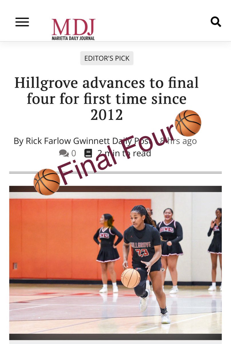 shelby_21_SJMC2's tweet photo. FINAL FOUR!!!!

(That’s the tweet)

Meet us there or beat us there @GeorgiaStateU at 1pm on Saturday!!!

#GGOD
@hillgrove_wbb 
@hillgrovesports 
@cobbsports @PGH_Georgia @KyleSandy355 @GAPrepVarsity @GeorgiaQueenEl1 
@BatsonBBall @MMBR_CoachGBell https://t.co/yTMgcgQ0LE