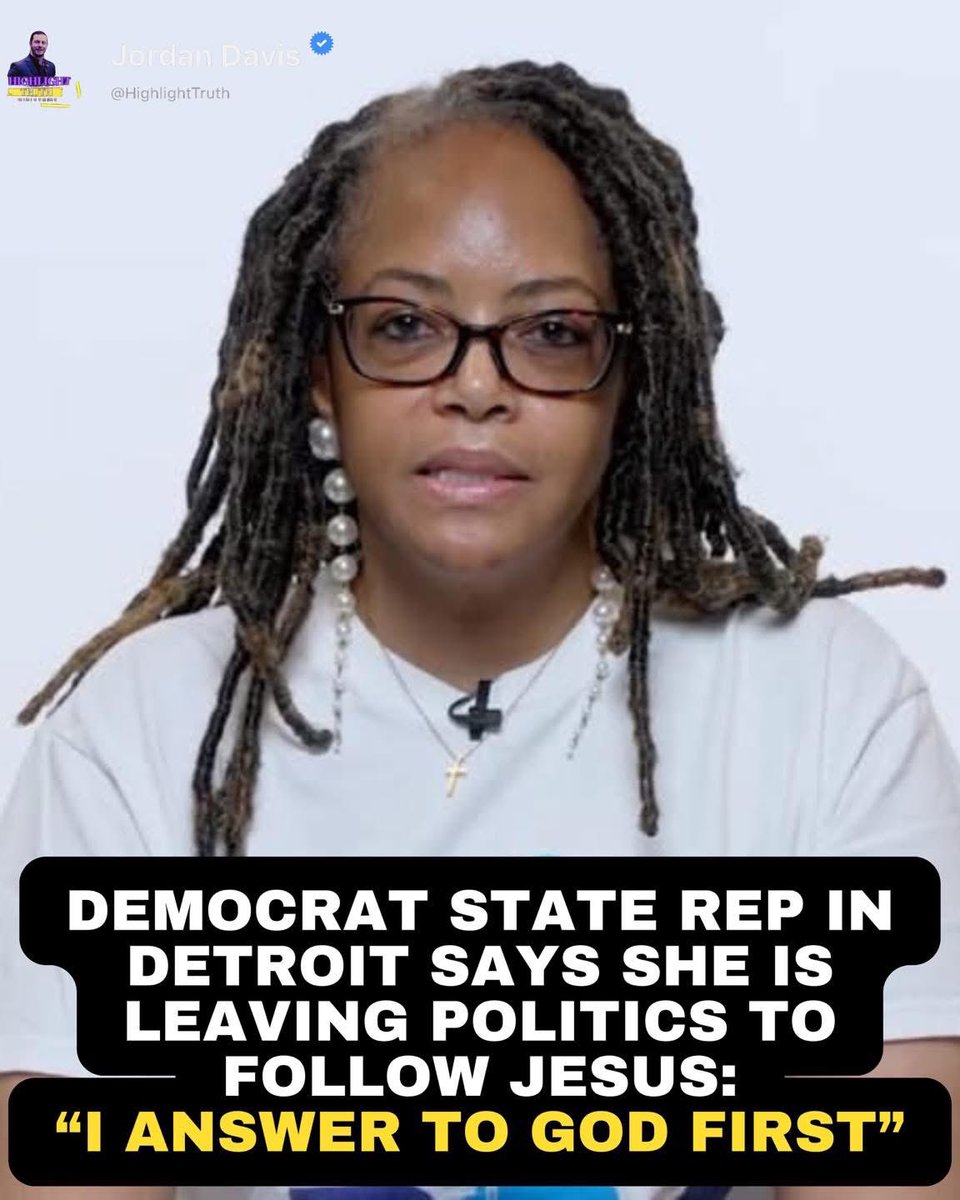 GOP_is_Gutless's tweet photo. Karen Whitsett, a Democrat serving in the Michigan House, says she will not seek reelection and plans to step away from politics because of her Christian convictions.

Whitsett, who represents part of Detroit, said she can no longer reconcile the Democratic Party platform with her faith in Jesus Christ.

“For me, it is impossible to be a faithful follower of Jesus Christ while remaining a member of the Democratic Party as it exists today. I cannot reconcile that platform with Scripture,” she said, pointing to issues such as abortion and debates surrounding gender and marriage.

Whitsett also spoke candidly about her personal spiritual journey.

“I have compromised my relationship with Jesus for too long, and I’m grateful God did not give up on me. He gave me time to repent, turn, and be fully devoted to Him.”

She made clear that her decision is not strategic but spiritual.

“I will not be seeking re-election for this office, and I will not be running for any office ever again. This is not a political calculation — it’s a spiritual decision.”

Whitsett said she and her husband attend Lionheart Church online from Michigan and that the ministry has played an important role in strengthening their walk with Christ.

“My husband and I attend Lionheart Church online from Michigan — Lionheart Church is based in Austell, Georgia — and that ministry has helped shape our walk with Jesus Christ,” Whitsett told WDIV.

After receiving criticism for her announcement, Whitsett said her focus remains on obedience to God rather than public opinion.

“Those who understand, understand. Those who don’t, don’t. At the end of the day, every knee shall bow, and every tongue will confess. My responsibility is to stand in truth and walk in obedience — not to win approval.”

She concluded by explaining what ultimately guided her decision.

“I don’t need to justify my convictions. I answer to God first.”
