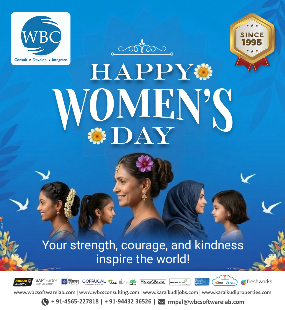WBCSoftware_Lab's tweet photo. Happy International Women’s Day 🌸
Celebrating the strength, innovation, and leadership of women everywhere. The future of technology grows stronger when women lead and inspire.
— WBC Software Lab
#InternationalWomensDay #WomenInTech #EmpowerWomen https://t.co/bGCTcapv76