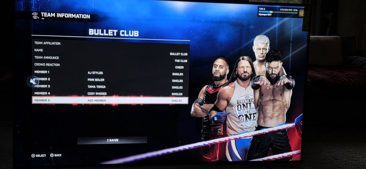 kjumper187's tweet photo. What's the first thing you do when you start WWE 2K26? We need some @GoodBrosPod as well. @AJStylesOrg @TamaTonga01 @FinnBalor @CodyRhodes https://t.co/XQ2X0fe3Mk