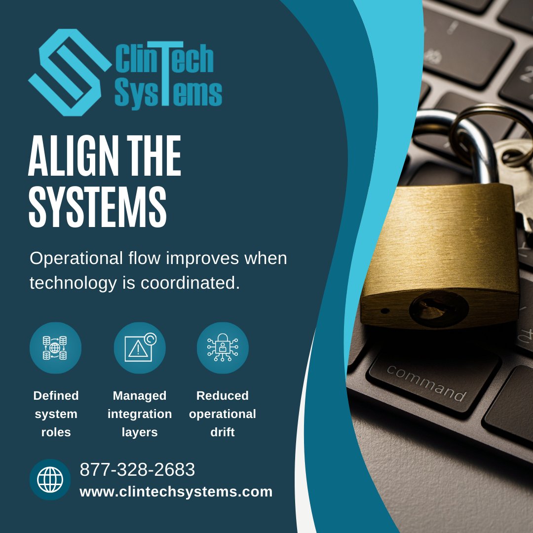 ClintechSystems's tweet photo. Align the Systems

• Defined system roles
• Managed integration layers
• Reduced operational drift

ClinTech aligns technology so teams can execute with clarity.

📞 877-328-2683
✉ info@clintechsystems.com
🌐 https://t.co/m4vtxekUFw

#ITAlignment #ManagedIT https://t.co/F51632oQ4b