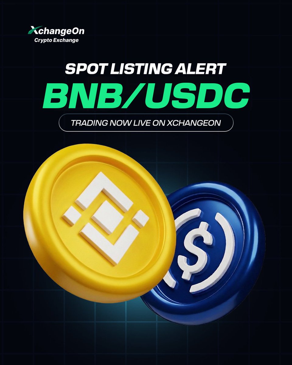 XChangeon's tweet image. 🚨 New Listing Alert
#BNB will be spot-listed on #XchangeOn 🤩

🔹 Pair: BNB/USDC

Trade now and be part of the action! 🚀
XchangeOn brings you the market at your fingertips.

#ListingAlert #SpotTrading #XchangeOnCommunity