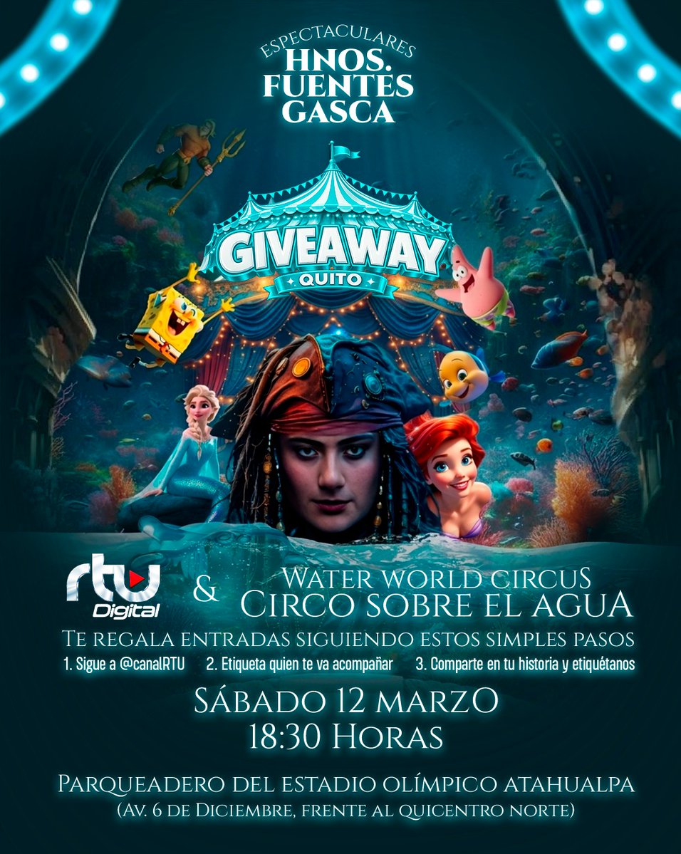🎁✨ ¡ATENCIÓN QUITO! TENEMOS GIVEAWAY ✨🎁

¿Te gustaría vivir la magia de Water World Circus? 🎪
En RTU Digital te regalamos entradas para este increíble espectáculo.

🔥 Participar es fácil:
1️⃣ Sigue a <a href="/canalRTU/">Canal RTU</a>
2️⃣ Etiqueta a la persona con la que irías
3️⃣ Comparte este post