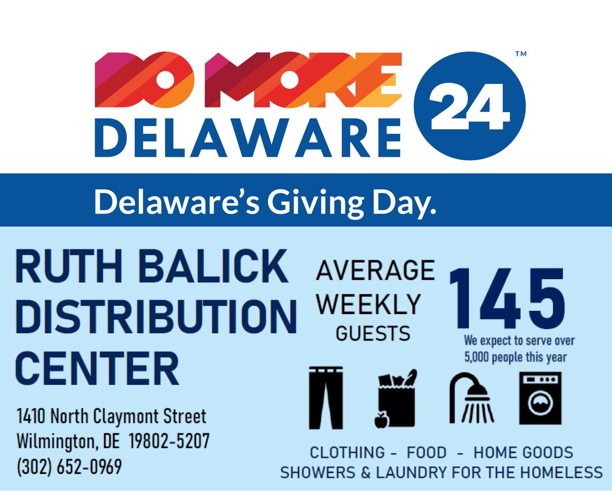 In 2025, The Ministry of Caring's Ruth Balick Distribution Center provided clothing, food, and homegoods to 145 needy people every week. Donors like you funded much of this work. To support us, give online before 6 p.m. tonight at: domore24delaware.org/fundraisers/mi…