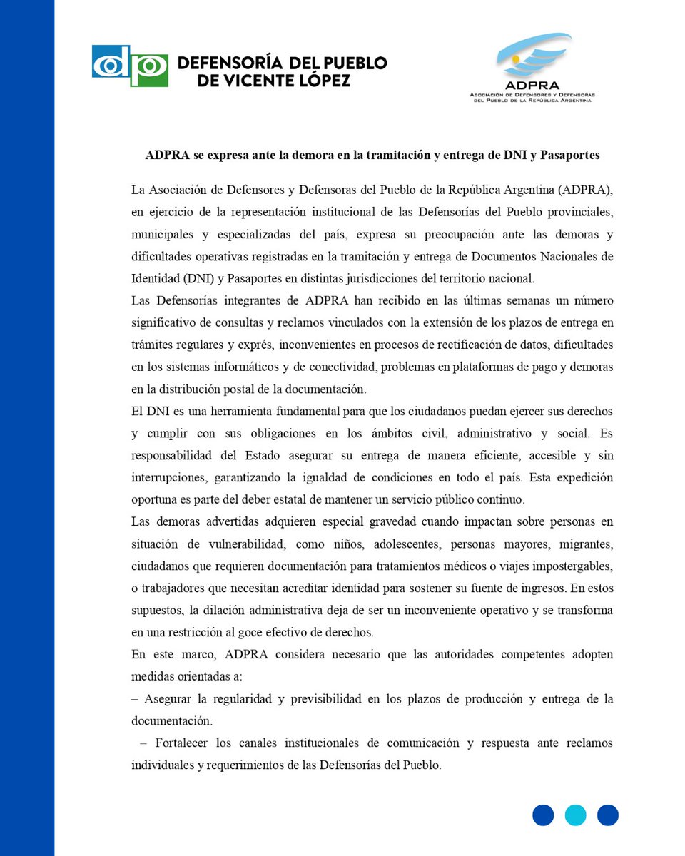 Defensoría del Pueblo de Vicente López tweet media
