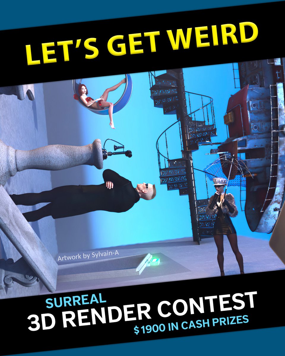 RenderHub3D's tweet photo. 3D Artists 🎨 Enter the Let's Get Weird Surreal 3D Render Contest
Step into the uncanny, crank up your imagination, and take your shot at winning $1900 in Cash Prizes!
Enter now: https://t.co/1BMHk6GHzM
#3DArt #3DRender #3DChallenge #3DContest https://t.co/ccvFobm7nK