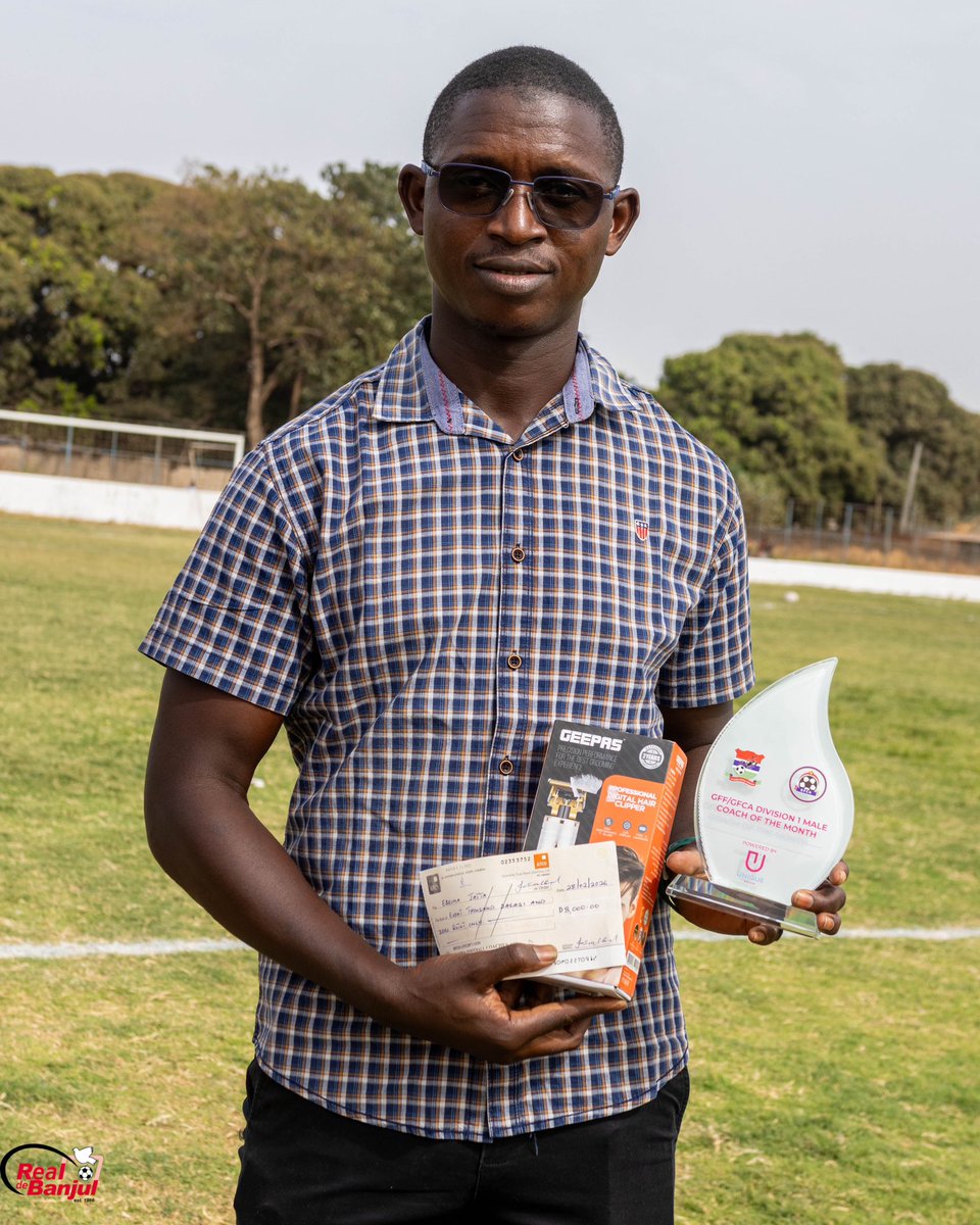 Congratulations, Boss 🤍🥰🎉.

Your Coaches Association Coach of the Month for February is here, as our First Vice President, Mr. Pa Yusufa Samba, presented the award to him. Enjoy, Mr. Jatta.

#rdb #real4real #champions #cityboys #realdebanjul