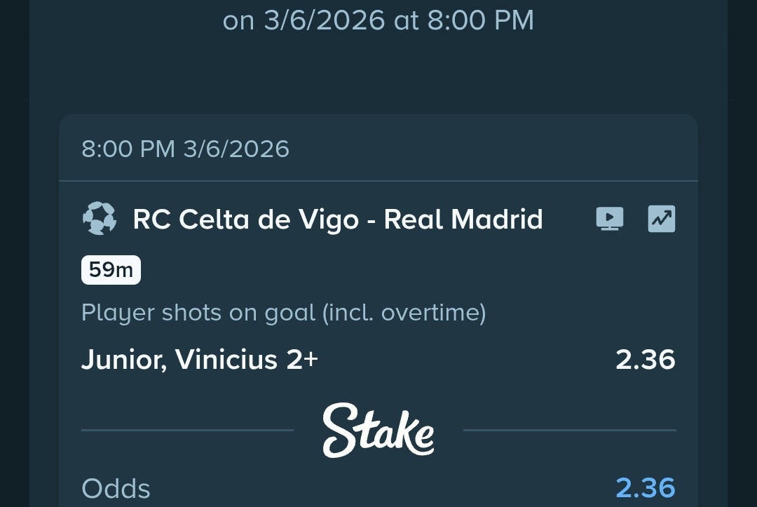 bossolamilekan1's tweet photo. Vinicius  2 shot on target on stake

Register now and join us now if you don't have an account yet: 
https://t.co/5czvLrx8T2
Promo code: BOM

Click on this link to load the game:
https://t.co/LOk6BU5pzc https://t.co/mIMUrUHR5C
