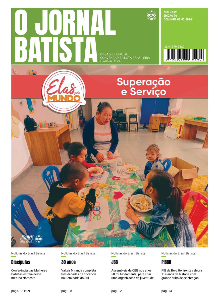 batistasdacbb's tweet photo. Já está disponível a nova edição de O Jornal Batista!
Nesta semana, em parceria com a JMM, destacamos o papel das mulheres e o compromisso missionário entre os povos.
Baixe a edição: https://t.co/cTqeEMn9Zd
Leia online: https://t.co/JAACFGR7aM
#CBB #OJB #SomosUm https://t.co/fZhTZ810fB
