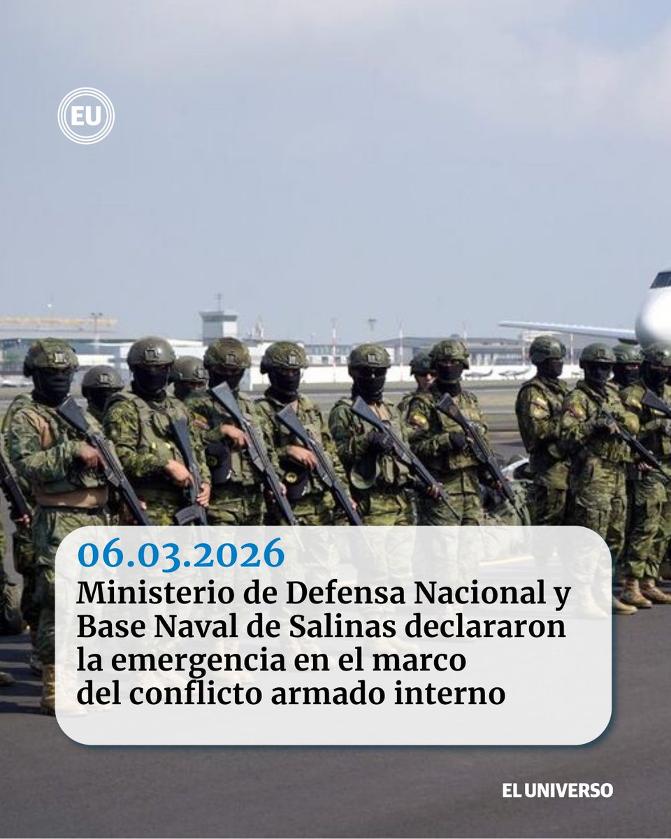 El Ministerio de Defensa Nacional, la Fuerza Terrestre y la Base Naval de Salinas declararon la emergencia en el marco del conflicto armado interno ow.ly/tzv250YqnLx