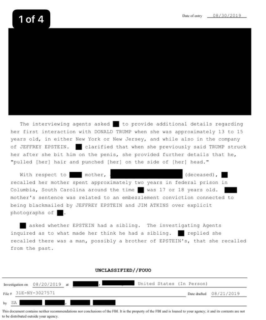 🚨 Trump "pulled [her] hair and punched [her] on the side of [her] head." New FBI interview