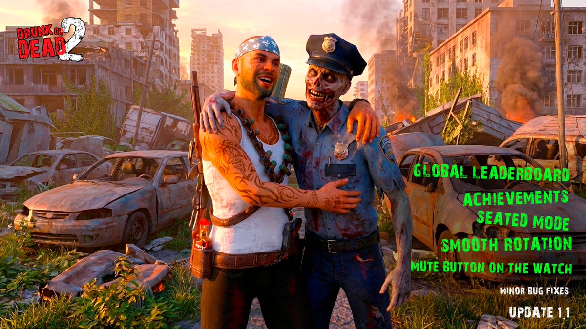 4ilab's tweet image. 🍻 Meta Quest Update is LIVE!

Drunk Or Dead 2 just added:

🏆 Achievements
🌍 Global Leaderboards
🎮 Smooth Turn
🪑 Seated Mode
⌚ Watch Mute Button
Jump back into the VR zombie chaos and see how high you can climb the leaderboard.
#MetaQuest #VRGaming #Quest3 #Quest2