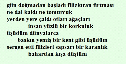 ErcanGecgin's tweet photo. Orta Doğu’nun çocukları baharın gelişine sevinemiyor..
Baharların düşleri filizkıran fırtınası altında.. İklimsiz vahşet, süresiz fırtınaya dönüşüyor.. 
“Sapsarı karanlıkta yerler bahar ölüsü” diyen H. Hüseyin Korkmazgil’in şiirini anımsatıyor zaman.. https://t.co/z2ZrrH92ZZ