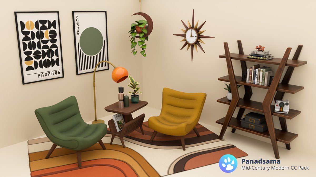 PandaSamaSims4's tweet photo. Time for another CC drop! Transform your home with this 19 piece collection of authentic mid-century modern furniture and decor.
Public Release March 27th!
https://t.co/3zYYcKKsKh
#sims4 #sims4cc #simsmod https://t.co/vS6cGQ8oAa