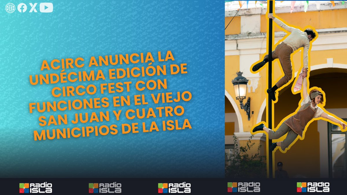 radioislatv's tweet photo. 🤹🏽♂️🤡 En esta edición participarán 25 compañías nacionales de toda la isla y ocho compañías internacionales provenientes de Argentina, Alemania, España, Francia e Italia.
🔗 Detalles en el enlace: https://t.co/Ah0GdZ847T
#noticias #acirc #circofest #entretenimiento https://t.co/JAOYJduCEP