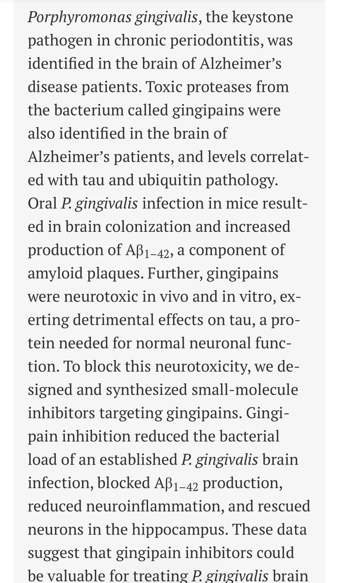 The bacteria bleeding from your gums is colonizing your brain right now.

They found it in Alzheimer’s patients’ brain tissue - the exact same bacteria from gum disease.

P. gingivalis (the bacteria causing bleeding gums) was identified in the brains of Alzheimer’s patients.

Not