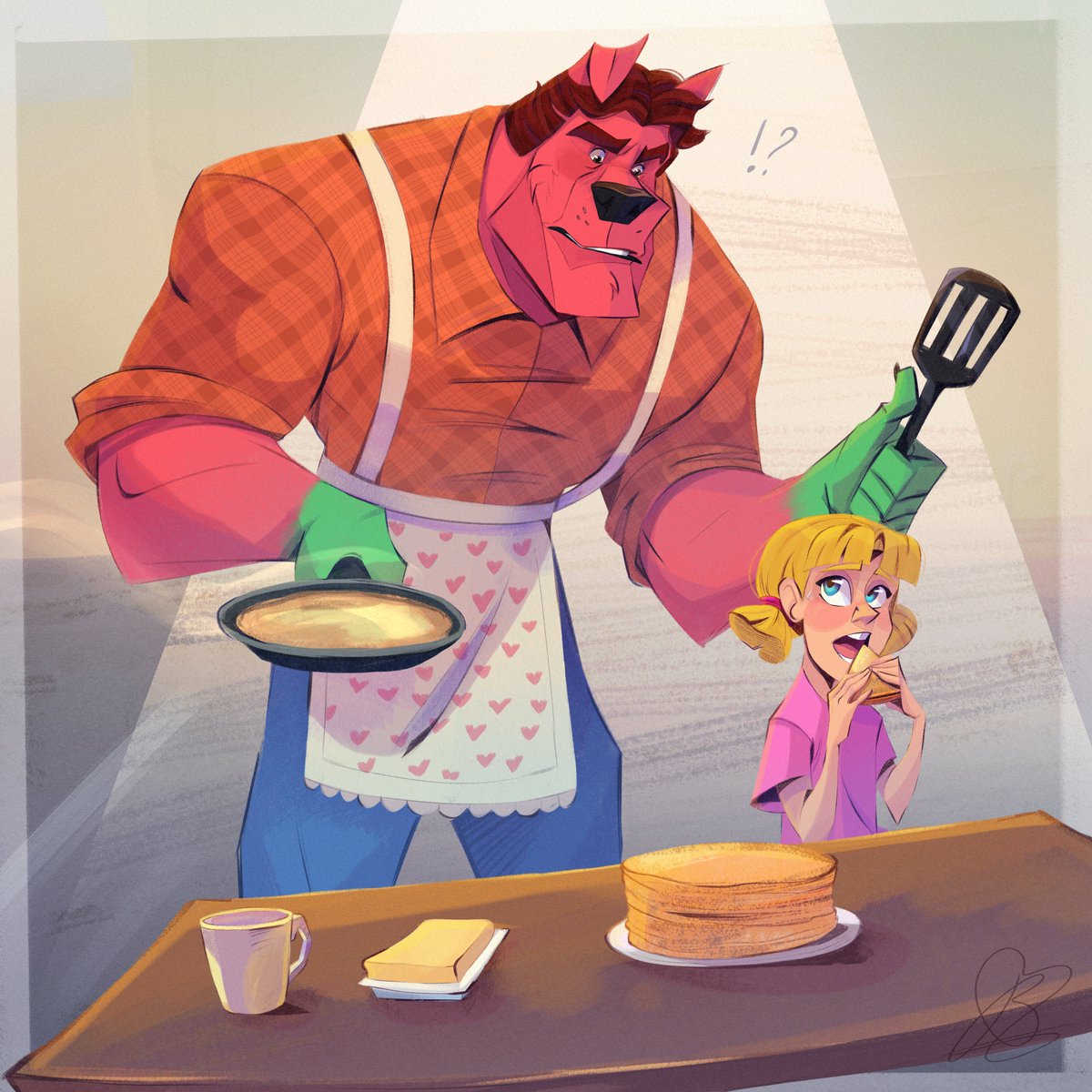 CatFire18's tweet photo. "And who's stealing crepes here?"🥞
A small illustration with those siblings. The situation is familiar to everyone from childhood: while one of the adults is frying fragrant crepes, we calmly dispose of them
#art #digital #oc #characterdesign #cartoonist https://t.co/1JKfZqPuq6