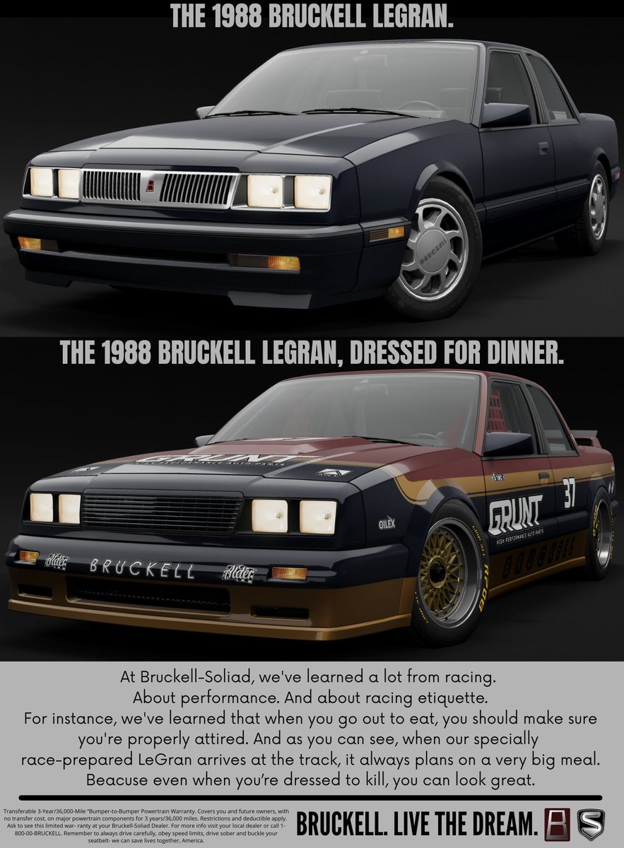 BeamNG_Posting's tweet photo. "The 1988 Bruckell LeGran."- 1988 Bruckell LeGran Belasco 400 race car and 1988 Bruckell LeGran Sport Coupe brochure advertisement
#beamng #bruckell https://t.co/6n45F6FA0S