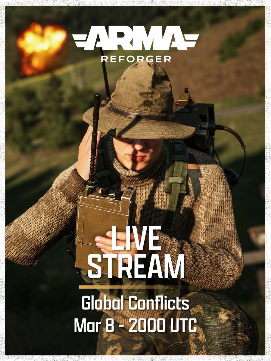 From competitive to cooperative scenarios, join Community Manager <a href="/Nillers_/">Nillers</a> as he links up with <a href="/Globe_conflicts/">Global Conflicts</a> for one of their weekly sessions in #ArmaReforger.

Tune in Sunday at 2000 UTC and see how the missions unfold live on YouTube.