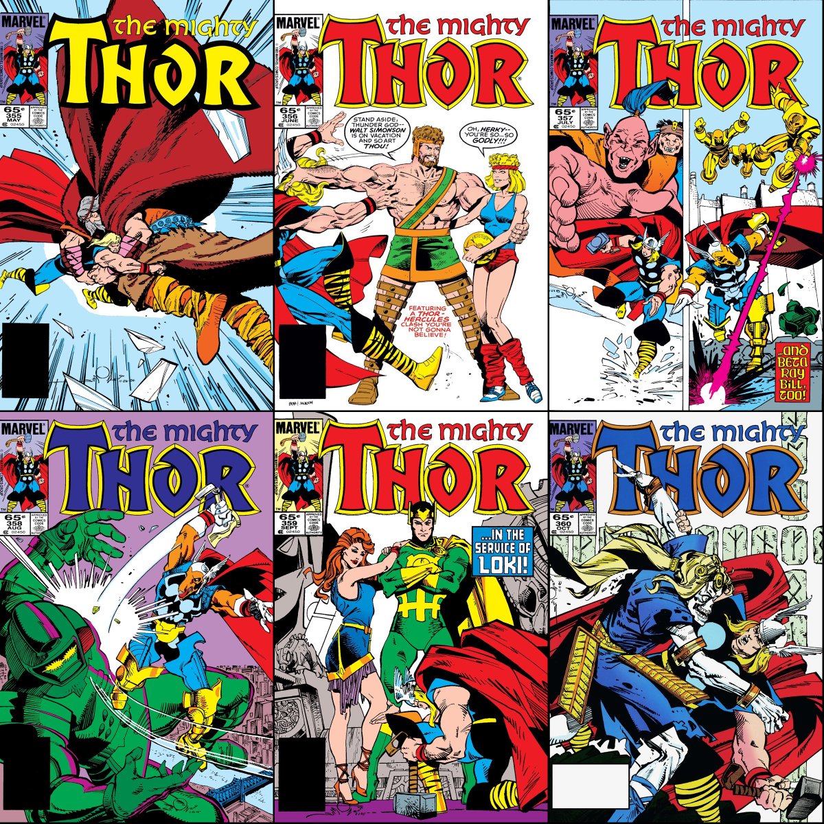 Thor #355-360 cover dated May-October 1985.
