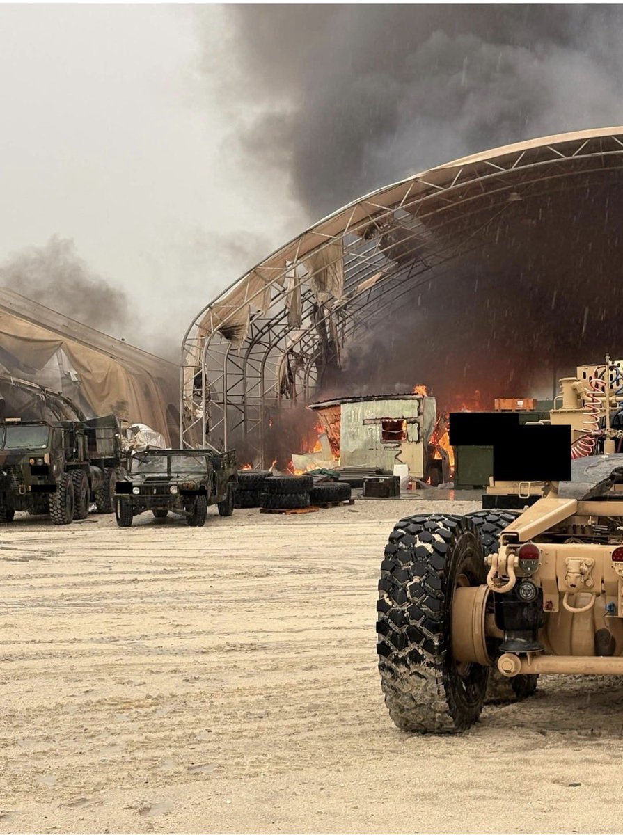 WarMonitors's tweet photo. ⚡️ Documentation showing destruction and fires at a US air defense site in the UAE. https://t.co/nb5Y7NfQhb