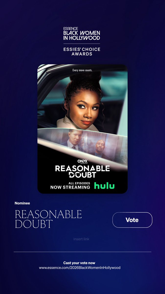 Essence's tweet photo. The group chat debates.
The “one more episode” nights.
The characters we defend like family.

That’s exactly what the ESSIES’ Choice Award is about.

Right now, the ESSIES are deciding which TV cast truly carried the culture this year. The ones who had us glued to the screen, reacting in real time, and showing up every week for the story.

The nominees:

Forever (Netflix)
Beyond the Gates (CBS)
Reasonable Doubt (Hulu)
Beauty in Black (Netflix)

You’ve got 48 hours left to vote, and you can vote every day through March 8 here: https://t.co/ELXQ8W70Yw