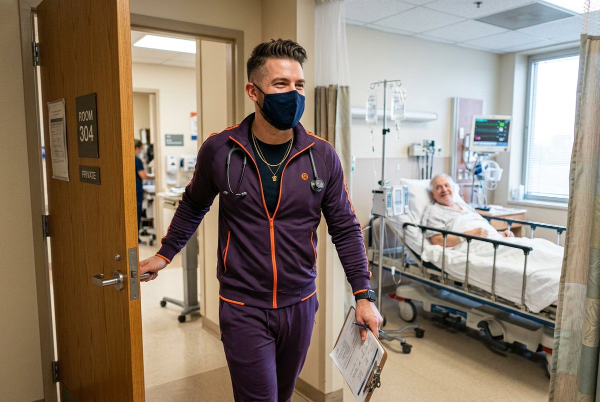 BisonSatellite's tweet photo. Would you take your doctor less seriously if they walked into the operating room wearing sweats?

Even if they were really nice sweats...does that change things?

Why, or why not? https://t.co/rDjm4j6Cvv