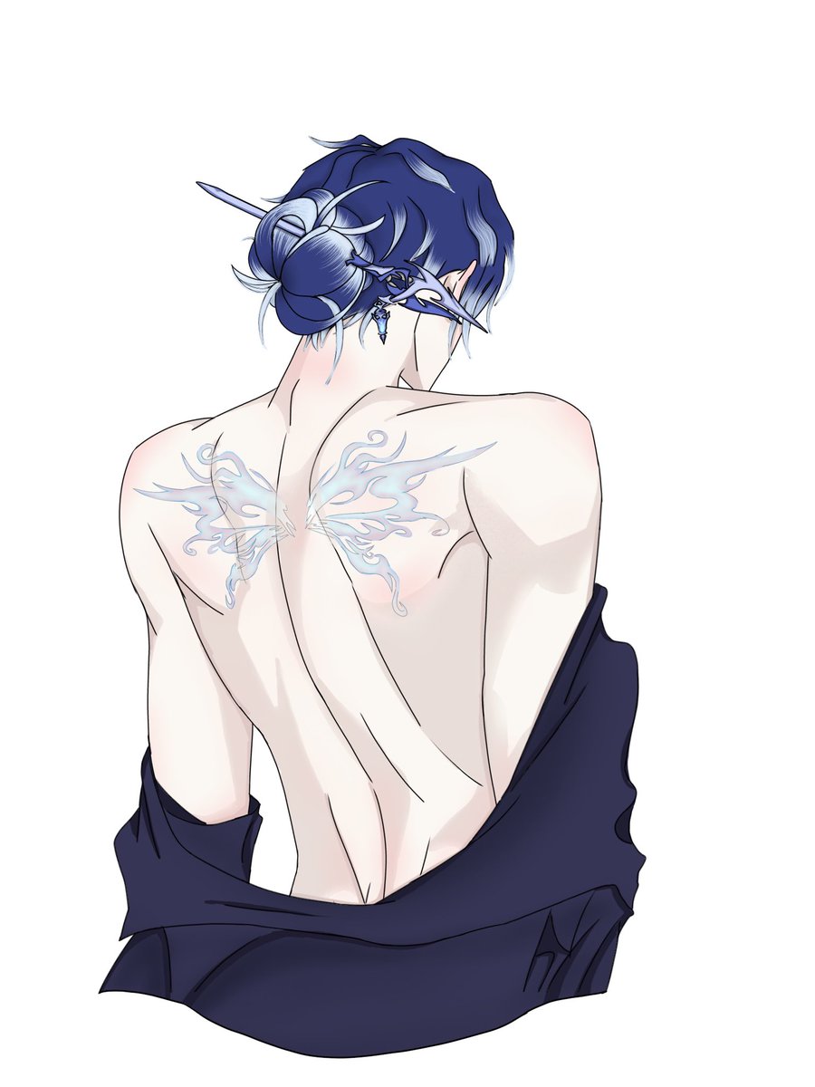 i hc flins has fairy wings tattoo on his back 🤭 art by me heheh