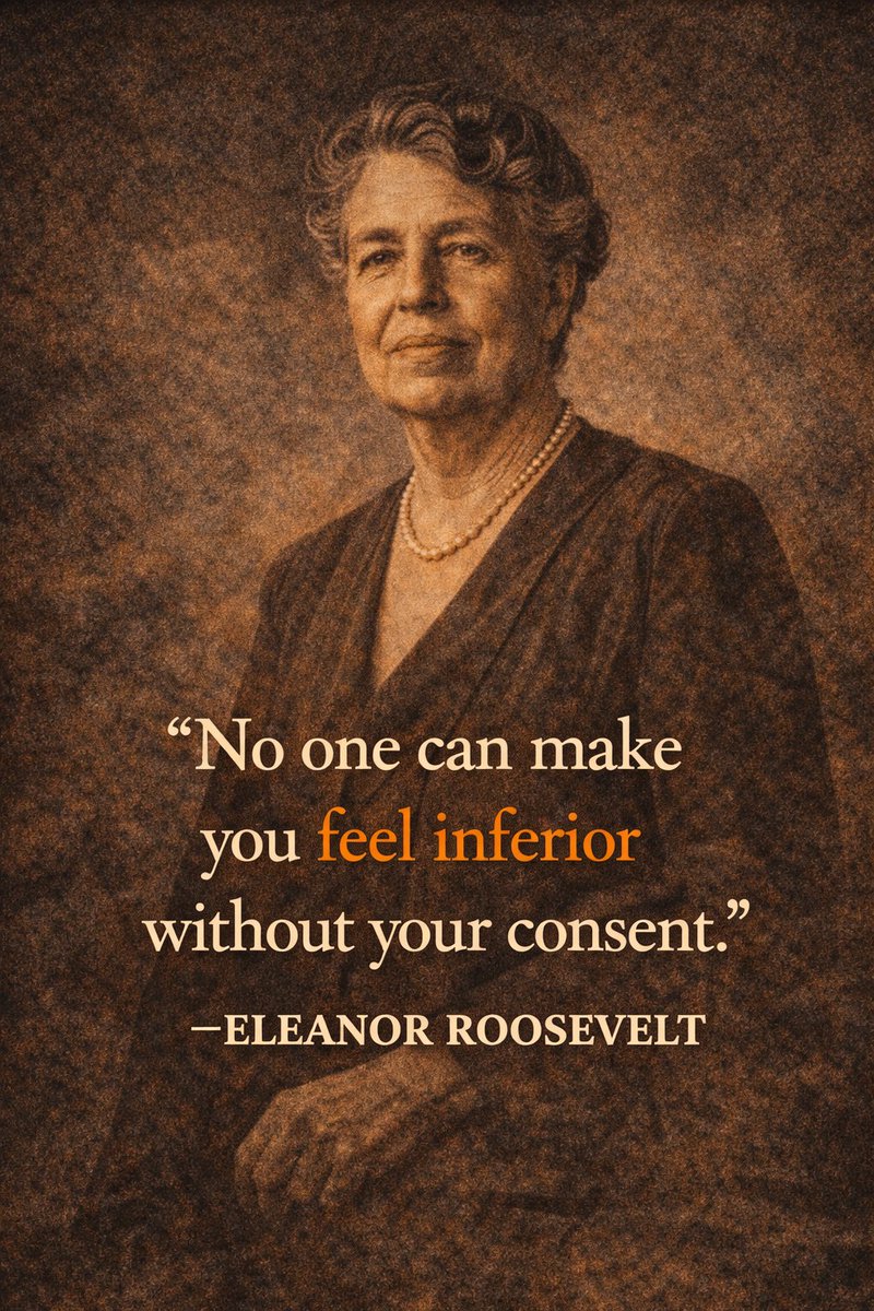 No one can make you feel inferior without your consent.
Eleanor Roosevelt

This teaches that dignity is internally governed. Insults, criticism, and rejection gain power only when accepted. True confidence rises when self-worth is anchored within, beyond the fragile approval.