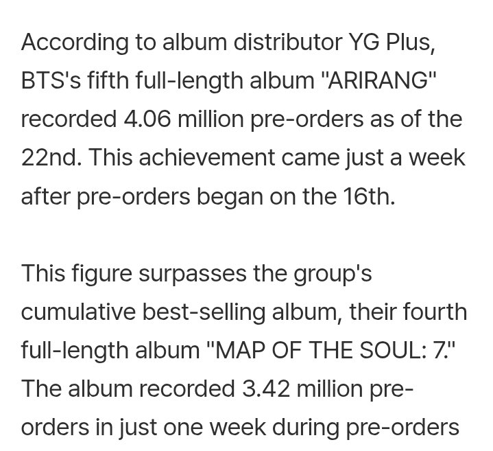 Army_Connect's tweet photo. #BTS_ARIRANG officially becomes the FIRST &amp; ONLY album by an Asian Act to surpass 4M in BOTH pre-orders &amp; pre-saves across all retails &amp; streaming platforms 🔥🚀!!

• Pre-order: 
https://t.co/4hgwH7N9E1

• Pre-save:
https://t.co/mKqdQSspKK

BTS ORGANIC KINGS https://t.co/53h3826Kq8