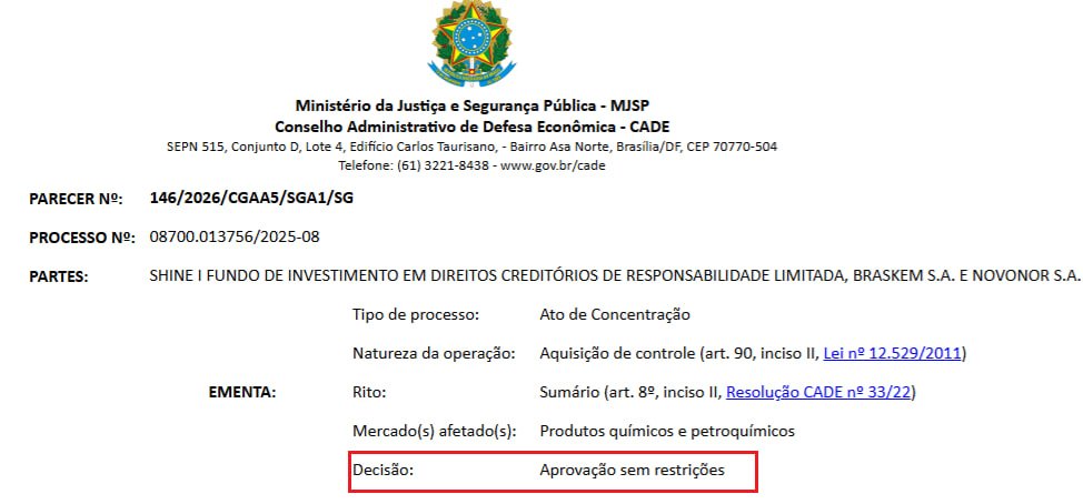 traderdocerrado's tweet photo. $BAK #BRKM5 #Novonor #Braskem
🚨 CADE aprovou, sem restrições, a entrada da IG4 como acionista da Braskem
**Mais detalhes em nosso grupo VIP 💎