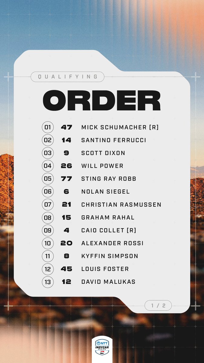 IndyCar's tweet photo. Line 'em up and send it 🚀 https://t.co/I8239XSXRU