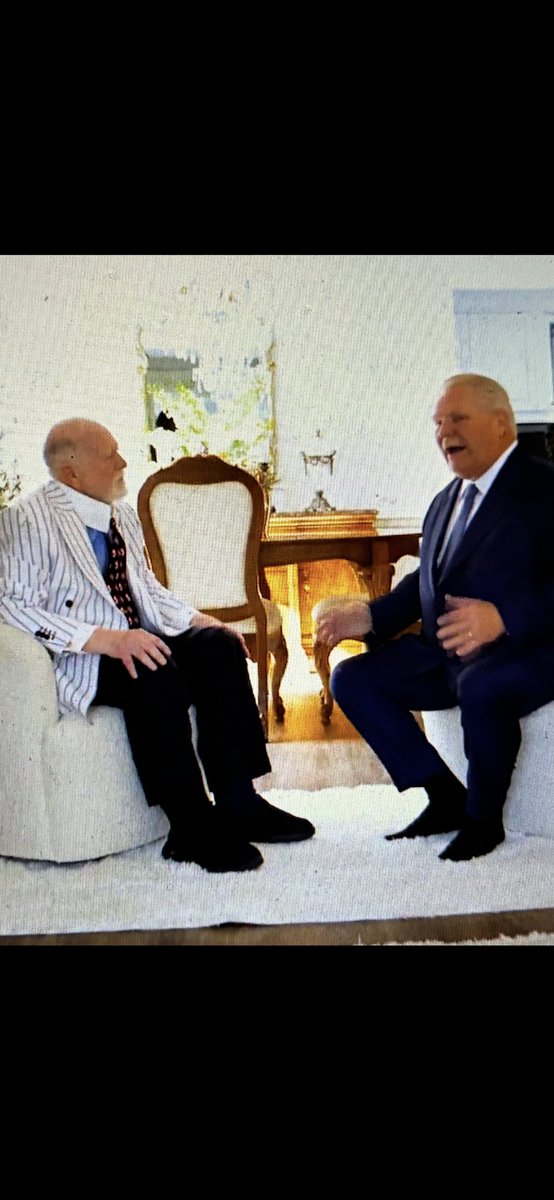 joe_warmington's tweet photo. Cool how Don Cherry 🍒 wear his 🇨🇦🇺🇸tie👔when being congratulated for Order of Ontario by Premier Doug Ford. Mischehvous 🍇 style and a reminder of when relationship between neighbours was close. Hopefully Doug PMCarney ⁦@POTUS⁩ ⁦@DonaldTrump⁩ paying attention https://t.co/Dt5U2CgBhC