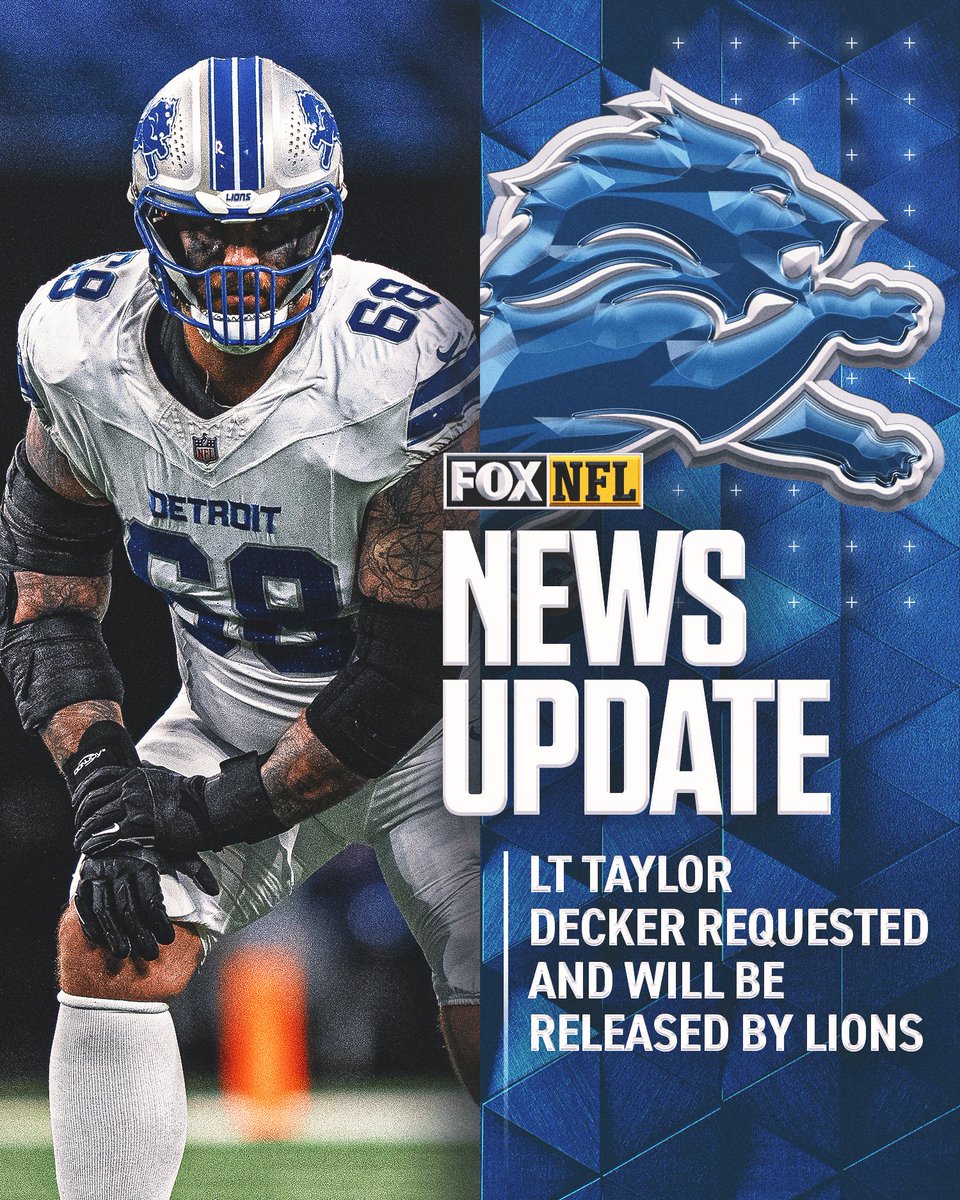 NFLonFOX's tweet image. Lions LT Taylor Decker announced on IG that he requested and will be released from the team after failed contract talks.