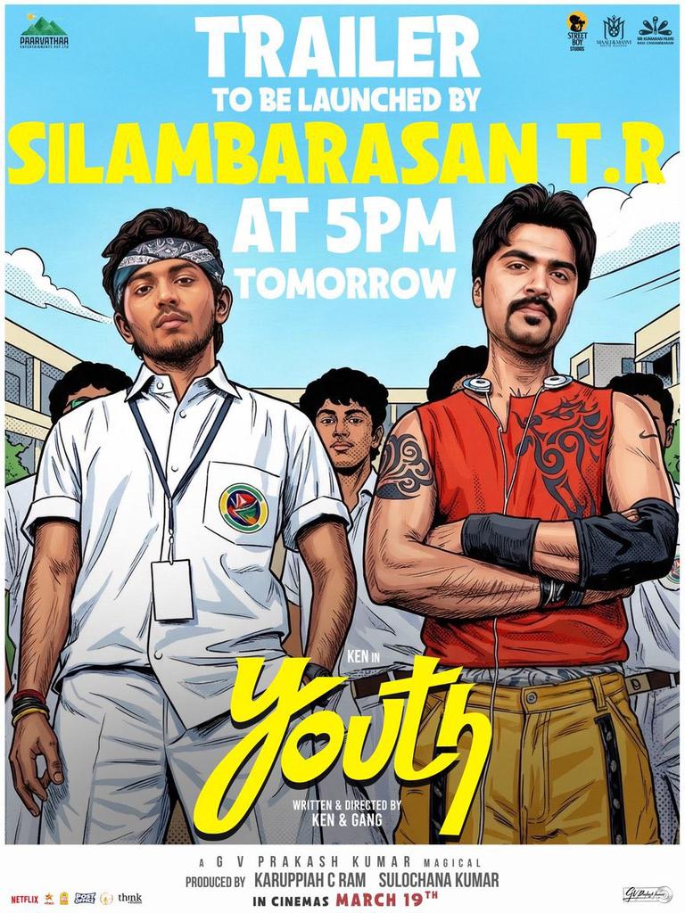 Trailer of #Youth movie will be unveiled by ATMAN STR Tomorrow at 5PM🔥

<a href="/KenKarunaas/">Ken Karunaas</a> <a href="/gvprakash/">G.V.Prakash Kumar</a>
