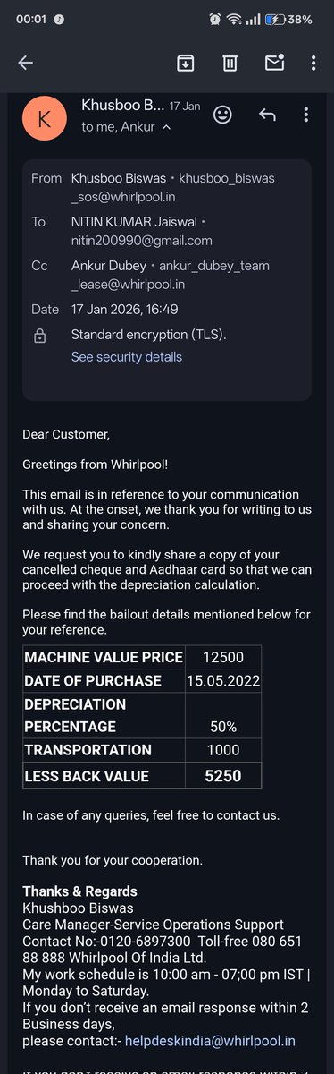 iamAnKayJay's tweet photo. @whirlpool_india @jagograhakjago @CimGOI  @WhirlpoolCorp @whirlpool @WhirlpoolUK
@Whirlpool_CA 

Whirlpool Global Teams : Just look at how your Indian counterparts are cheating and robbing consumers. I hope the same pattern is NOT followed all over by your services team in your respective nations https://t.co/NlRjj32gRq