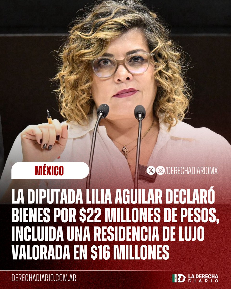 🚨🇲🇽 | COMUNISTA MILLONARIA: La diputada marxista Lilia Aguilar declaró bienes por más de 22 millones de pesos, incluida una propiedad valuada en más de 16 millones, así como deudas por 5 millones mientras percibe un salario de 1.7 millones anuales, reveló <a href="/jorgegogdl/">Jorge García Orozco</a>.