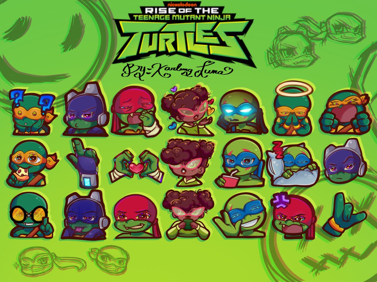 XarlingLuna's tweet photo. Made some emotes because I’m bored, here’s some rise of the teenage mutant ninja turtles dm if interested for the files. 🐢

#emotes #TMNT https://t.co/cfi5ENfl86