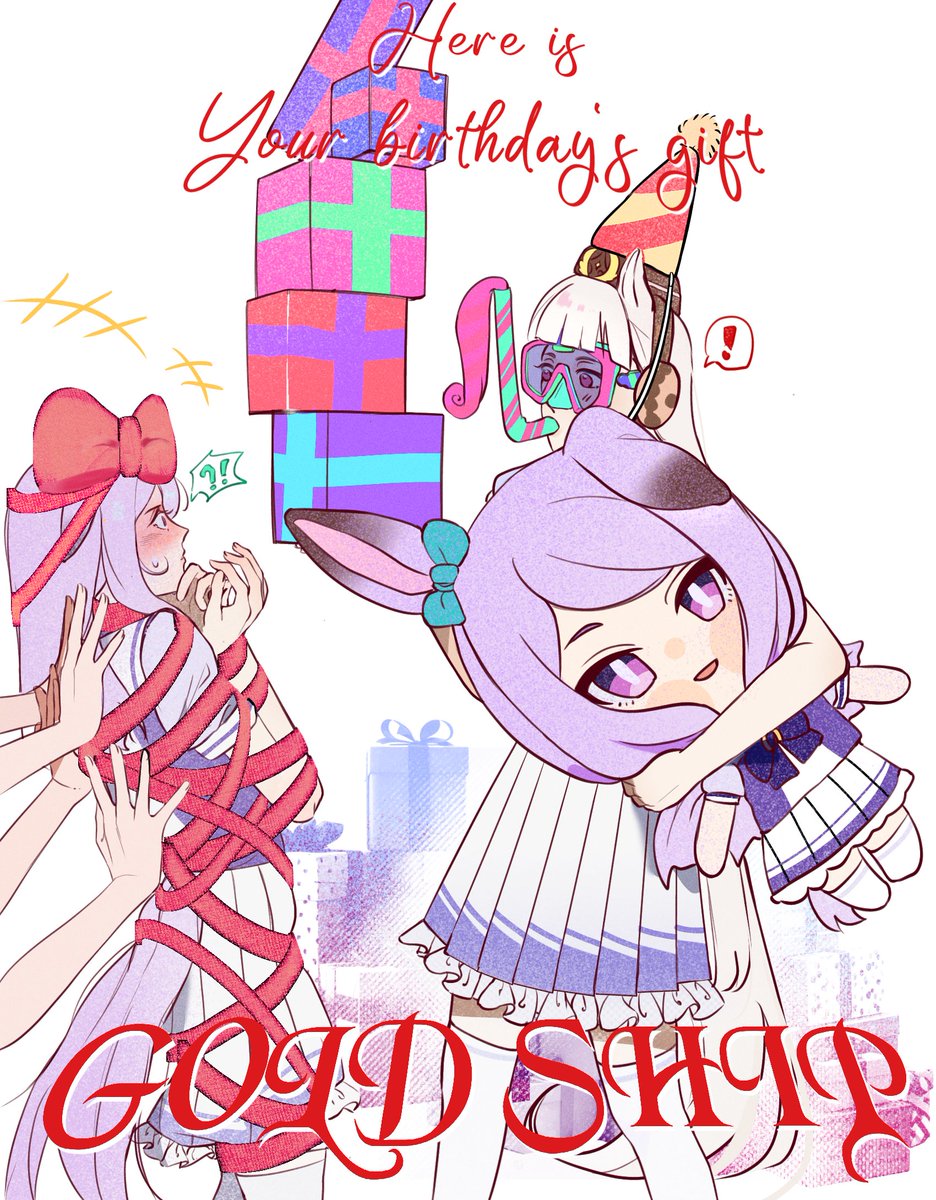 GoldShi's biggest gift 🎁
P/s:I’ve been quiet busy lately, so I couldn’t finish this right on time… But I’ve finally finished it anw so still, happy birthday to our GoldShi!🥺❤
#gorumaku
#ゴルマク
#ウマ娘