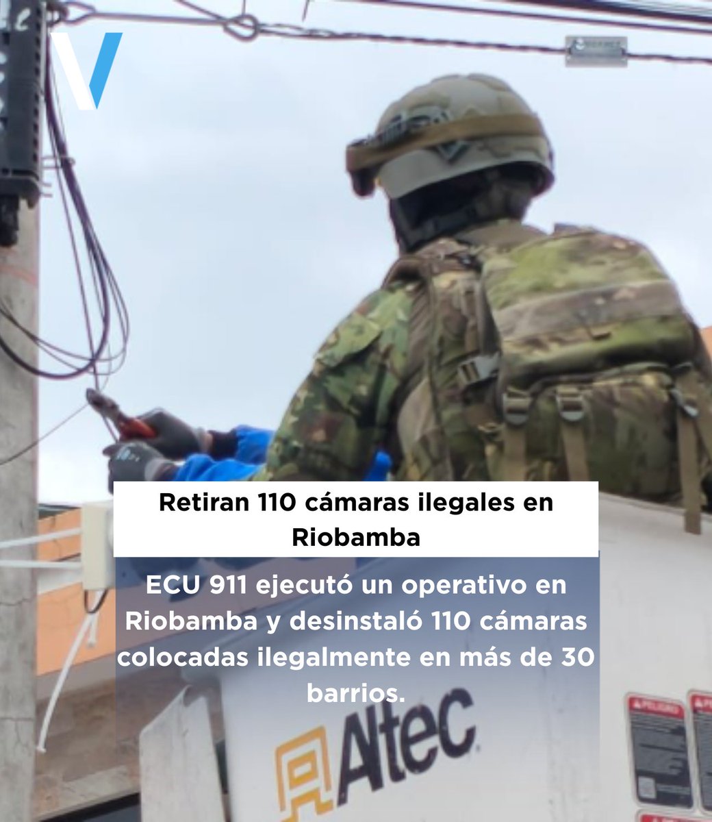 lavisionecu's tweet photo. 📎 El ECU 911 retiró 110 cámaras de videovigilancia instaladas ilegalmente en Riobamba. El operativo se ejecutó en más de 30 barrios, informó el director de la entidad, Juan Carlos Paladines. https://t.co/mknXUxCAfx