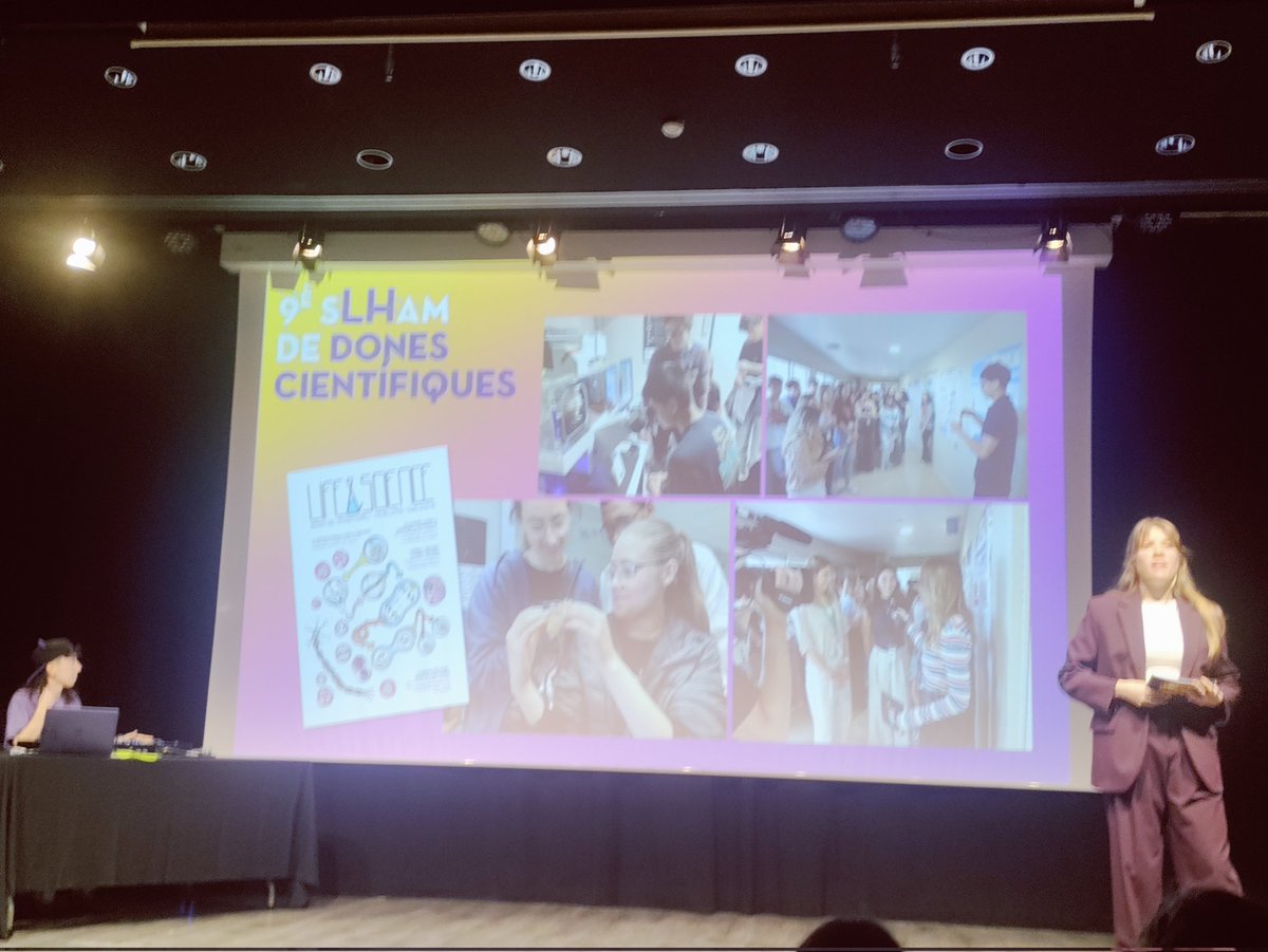 InstBellvitge's tweet photo. La Salma i la Tanzela, alumnes d' @InstBellvitge, expliquen la seva recerca en ciència cotutoritzat amb @idibell_cat a l'#sLHam de DonesCientifiques  Gràcies a la Dra.  Lucero i a la seva professora, l'Elvira,  per endinsar-nos en la recerca! #Femtandem @lhdigitalh
@LHEDUCACIO https://t.co/J9sEilxv3E