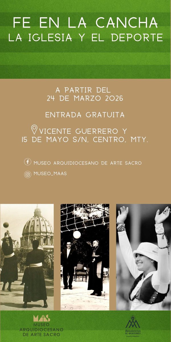 MuseoDeArte's tweet photo. Estamos trabajando en nuestra próxima exposición temporal "Fe en la cancha. La Iglesia y el deporte", ven a conocerla a partir del 24 de marzo 😎🤩🏆🥇⛪️
#MAAS #IglesiaDeMonterrey #Deportes #Mundial2026 https://t.co/xz4nI4LL8h