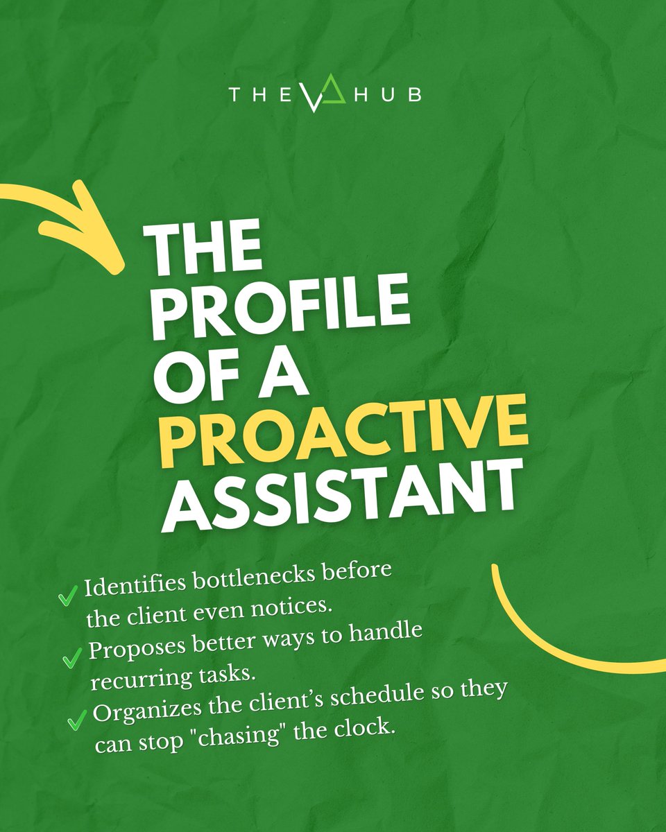 TheVAHubLatAm's tweet image. Are you the VA waiting for orders or the one proposing solutions?

💡 Find out if your support is just reactive, or truly proactive

#VirtualAssistant #VAlife #ProactiveMindset #RemoteWork