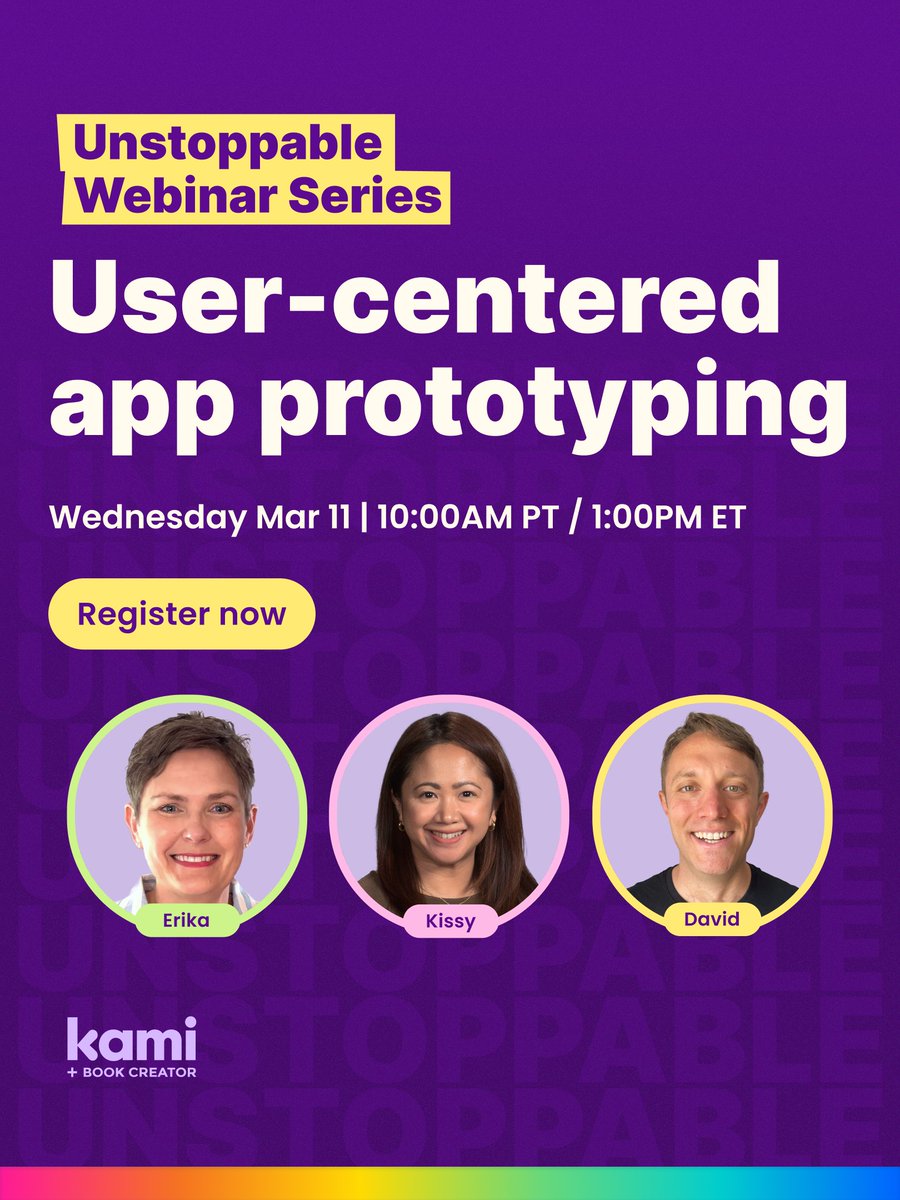 deleonlibby's tweet photo. Ready to turn your students into app designers? 📱✨

Join Erika, Kissy, and David for our next Unstoppable Webinar! We’re diving into User-centered app prototyping using @BookCreatorApp.

🗓️ Wed, Mar 11 🕙 10AM PT | 1PM ET

Register here: https://t.co/ElnfHb3sTE 🔗 https://t.co/32YAJynbeg