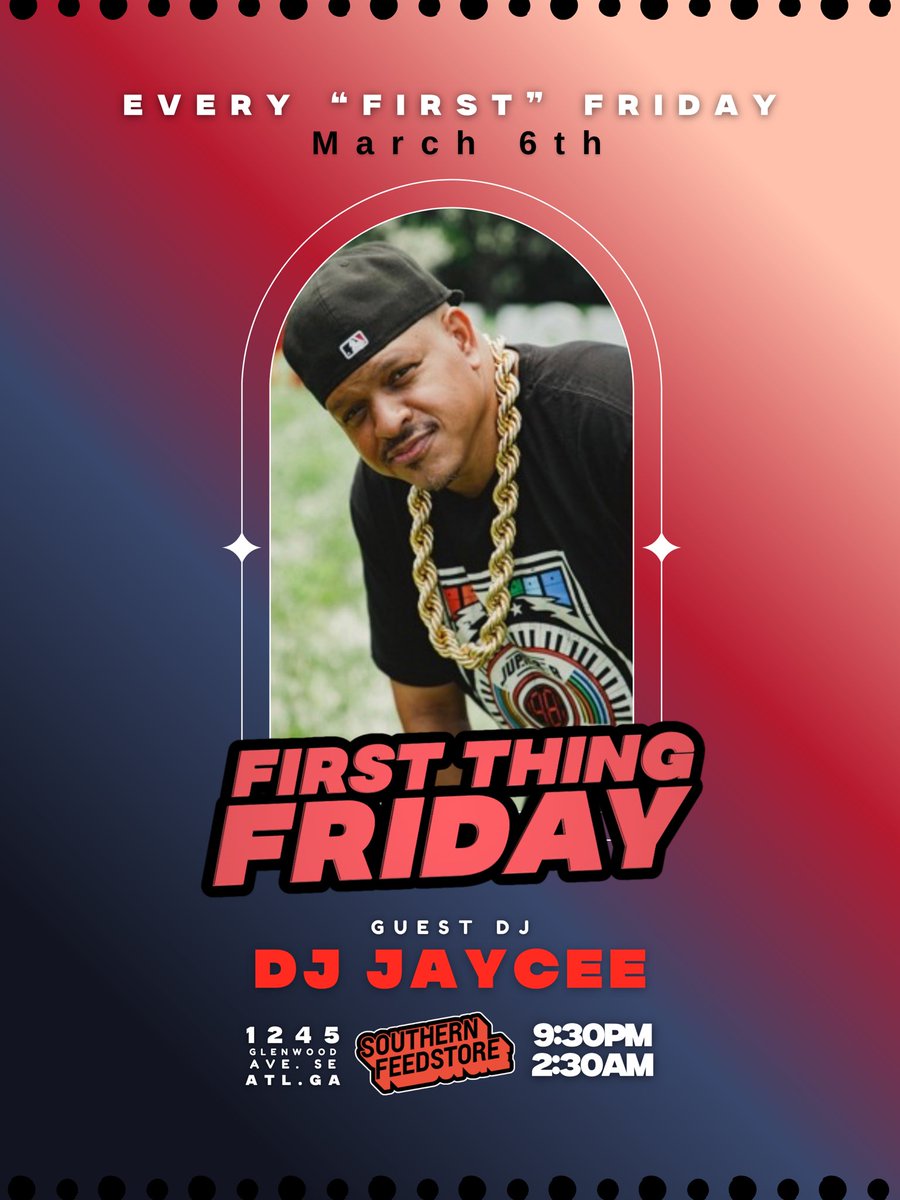 GOODBROTHERLYZM's tweet photo. TONIGHT ATL!!! WE PARTYING AT SOUTHERN FEED STORE FOR #FirstThingFriday!!

Myself @ChefWaites and the man himself @DJJaycee will be spinning ALL JAMS the whole time. So don’t be holding up the wall! 

Doors at 9:30 and it’s NO COVER ALL NIGHT!! 

See yall soon! https://t.co/1i2Bh5go88