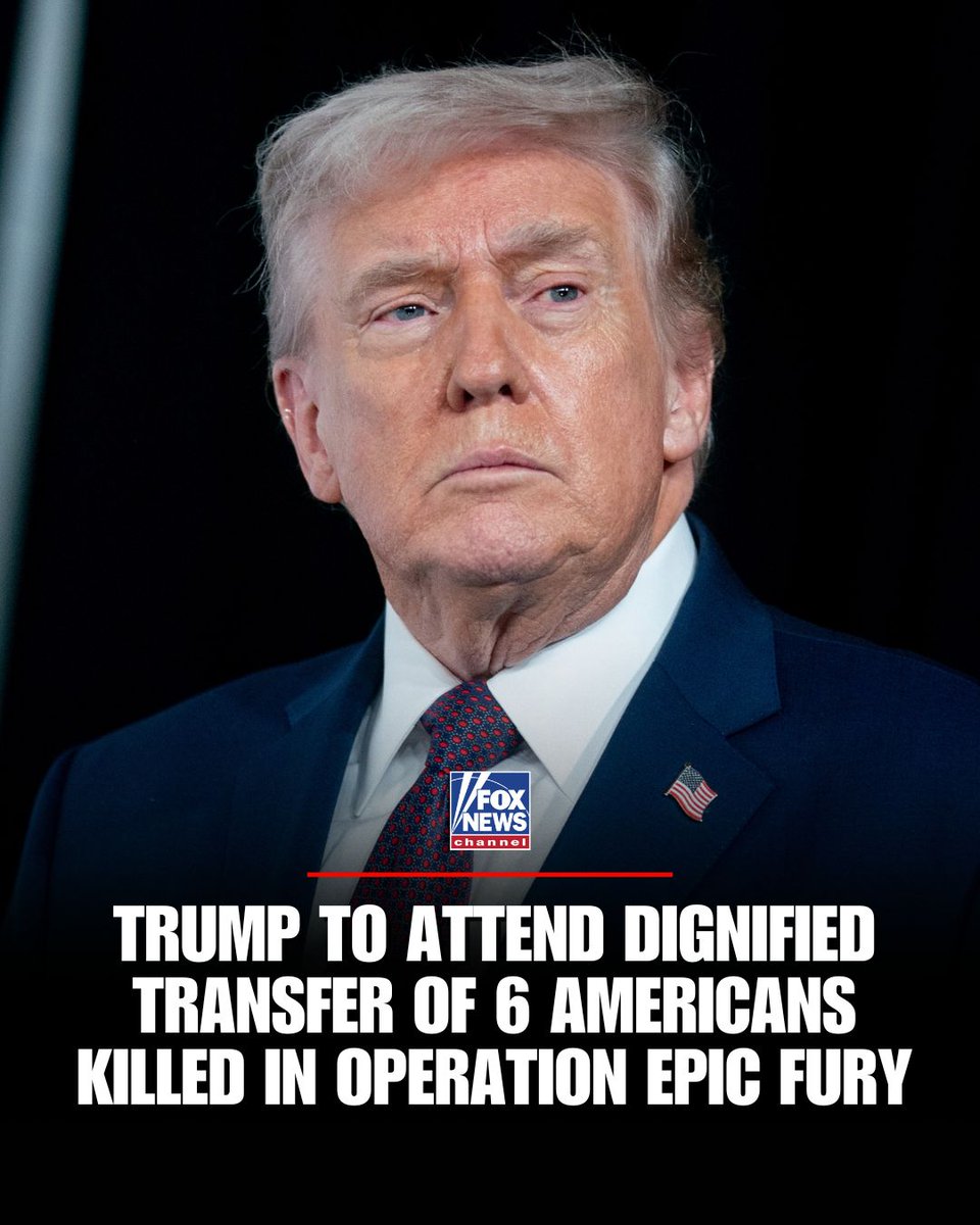 FoxNews's tweet photo. NEW: President Donald Trump is expected to attend the dignified transfer of the six American service members who were killed in Kuwait while supporting Operation Epic Fury.

FOX News has just learned from a White House official that the dignified transfer will take place at Dover Air Base on Saturday.