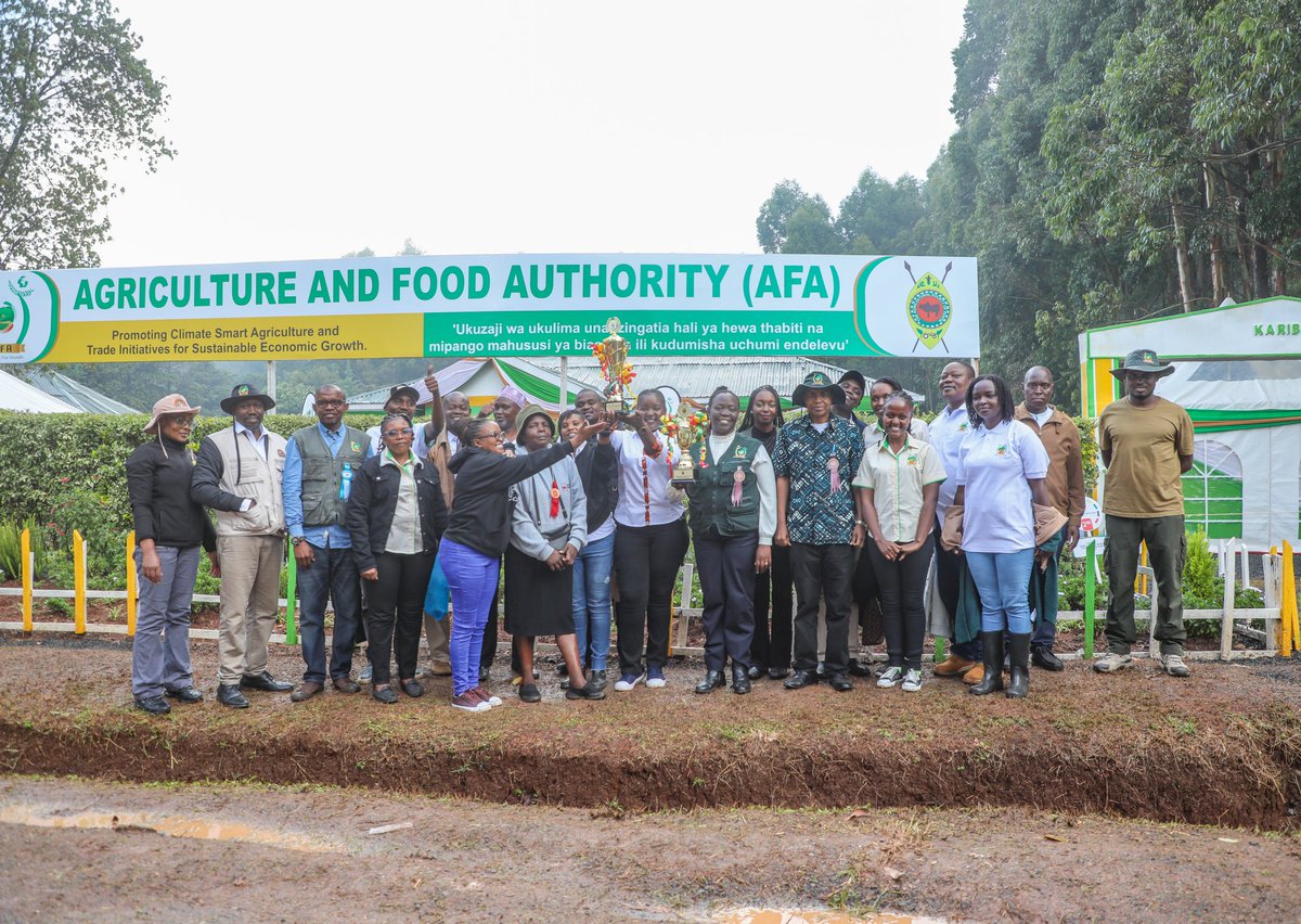 kenya_afa's tweet photo. AFA Scoops Chairman’s Cup as Governor Jonathan Bii Visits Authority’s Stand at the Eldoret ASK Show

The Agriculture and Food Authority (AFA) received the highest recognition at the Eldoret ASK Show after winning the prestigious Chairman’s Cup, underscoring the Authority’s https://t.co/ujNnG9rSeC