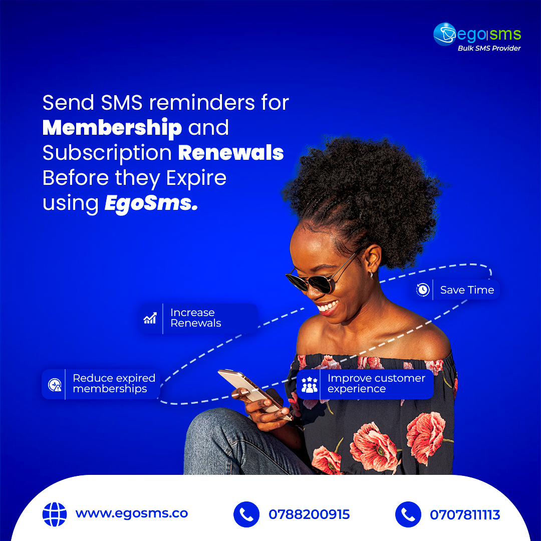 Egosms's tweet image. Send timely reminders for membership and subscription renewals with EgoSms to keep your customers engaged

Sign up now at comms.egosms.co

#egosms #Bulksms