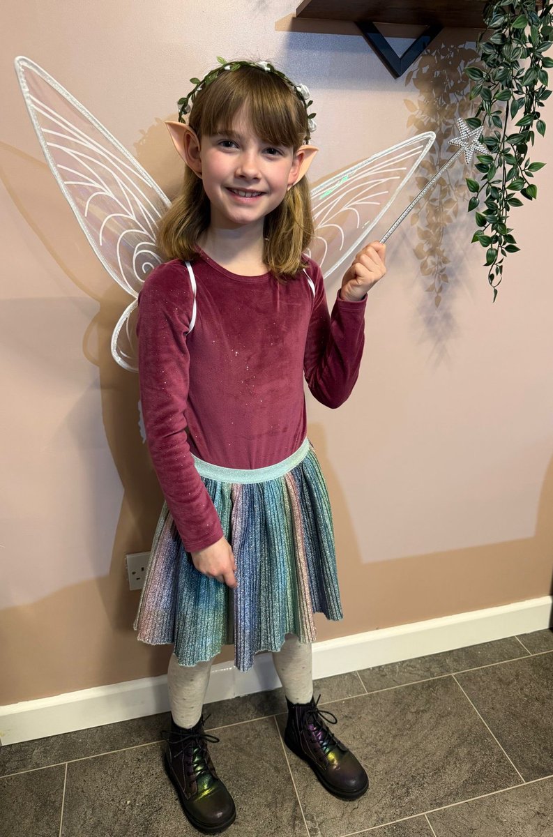 xJen1983x's tweet photo. Family costumes for World Book Day 2026 - Rosie wanted to be a Rainbow Magic Fairy (all colours as she just couldn’t decided) Toby was Percy Jackson (his favourite series of books &amp; Character at the moment) and Mummy went as part of an Atlas! 🤓🌍 @BirstallAcad13 https://t.co/jrw5rgSyp1